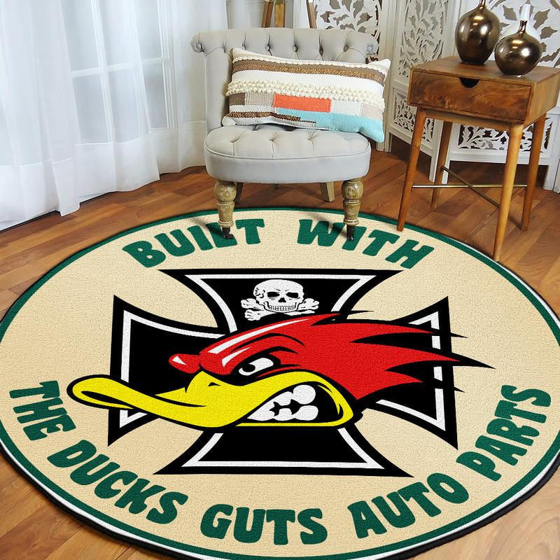 Built With The Ducks Guts Auto Parts Round Mat Round Floor Mat Room Rugs Carpet Outdoor Rug Washable Rugs