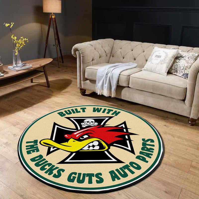 Built With The Ducks Guts Auto Parts Round Mat Round Floor Mat Room Rugs Carpet Outdoor Rug Washable Rugs