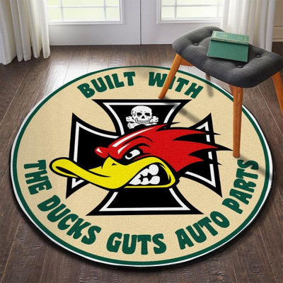 Built With The Ducks Guts Auto Parts Round Mat Round Floor Mat Room Rugs Carpet Outdoor Rug Washable Rugs