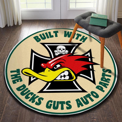 Built With The Ducks Guts Auto Parts Round Mat Round Floor Mat Room Rugs Carpet Outdoor Rug Washable Rugs