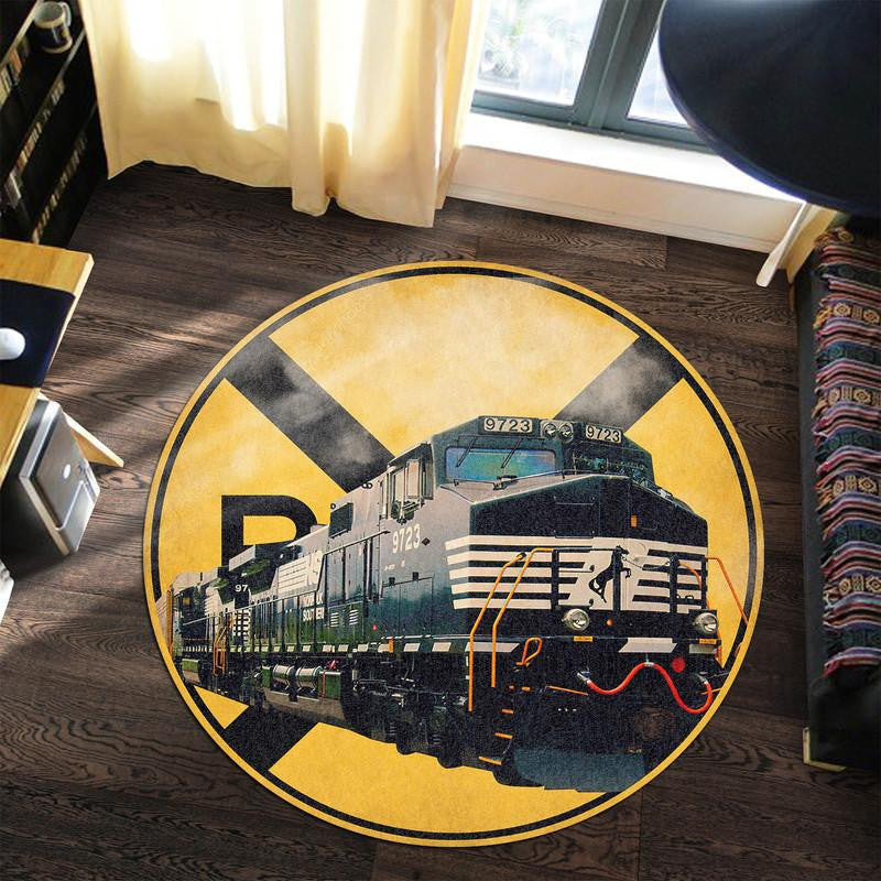 Norfolk Southern Railroad Crossing Round Mat Round Floor Mat Room Rugs Carpet Outdoor Rug Washable Rugs