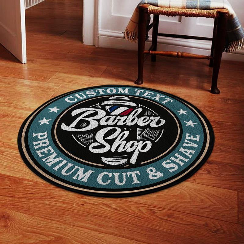 Personalized Barber Shop Living Room Round Mat Circle Rug