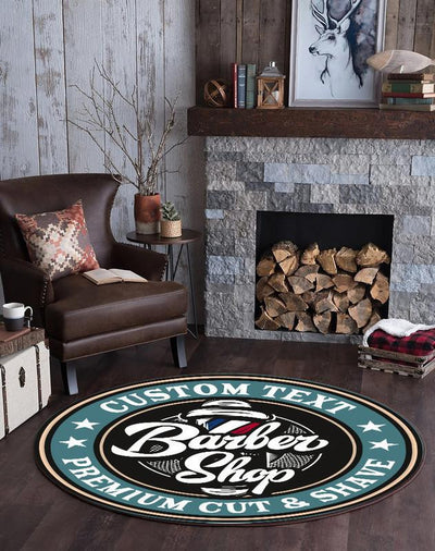 Personalized Barber Shop Living Room Round Mat Circle Rug
