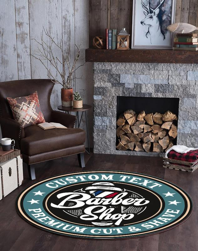 Personalized Barber Shop Living Room Round Mat Circle Rug
