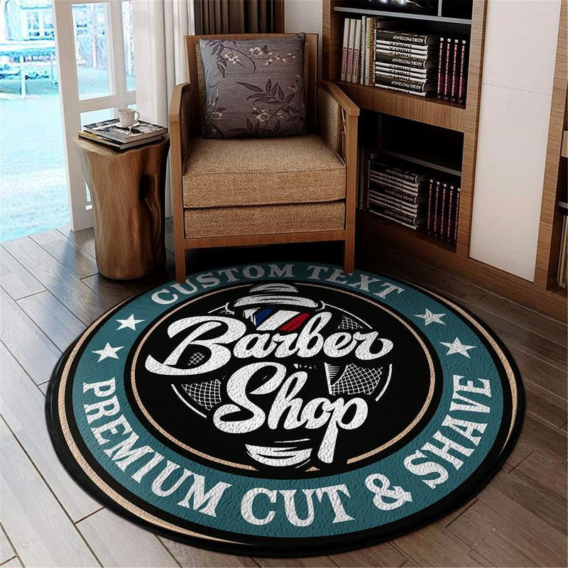 Personalized Barber Shop Living Room Round Mat Circle Rug