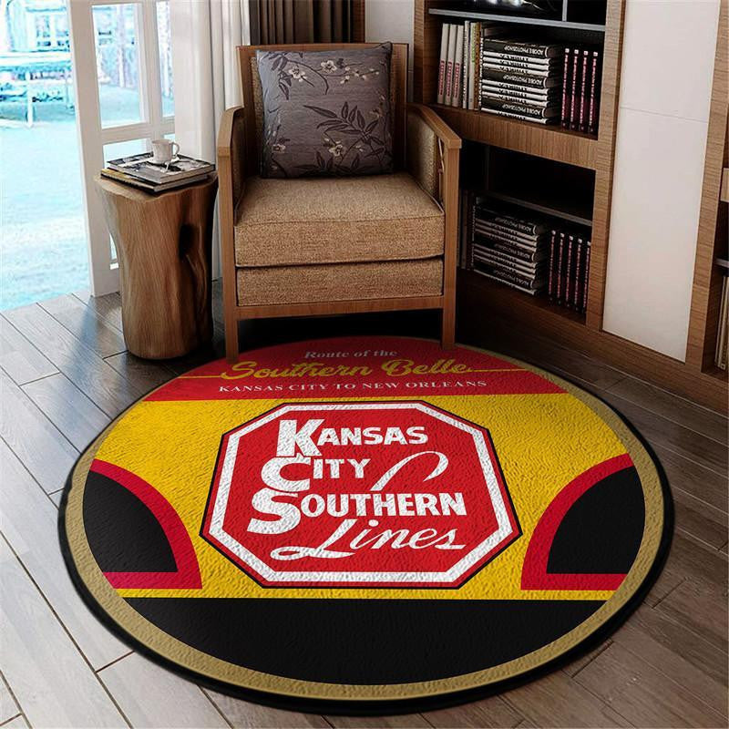 Kansas Living Room Round Mat Circle Rug Kcs Kansas City Southern Railway