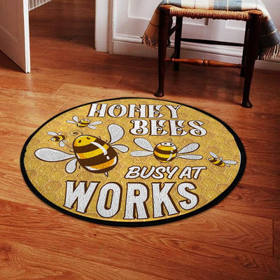 Honey Bees Busy At Work Living Room Round Mat Circle Rug