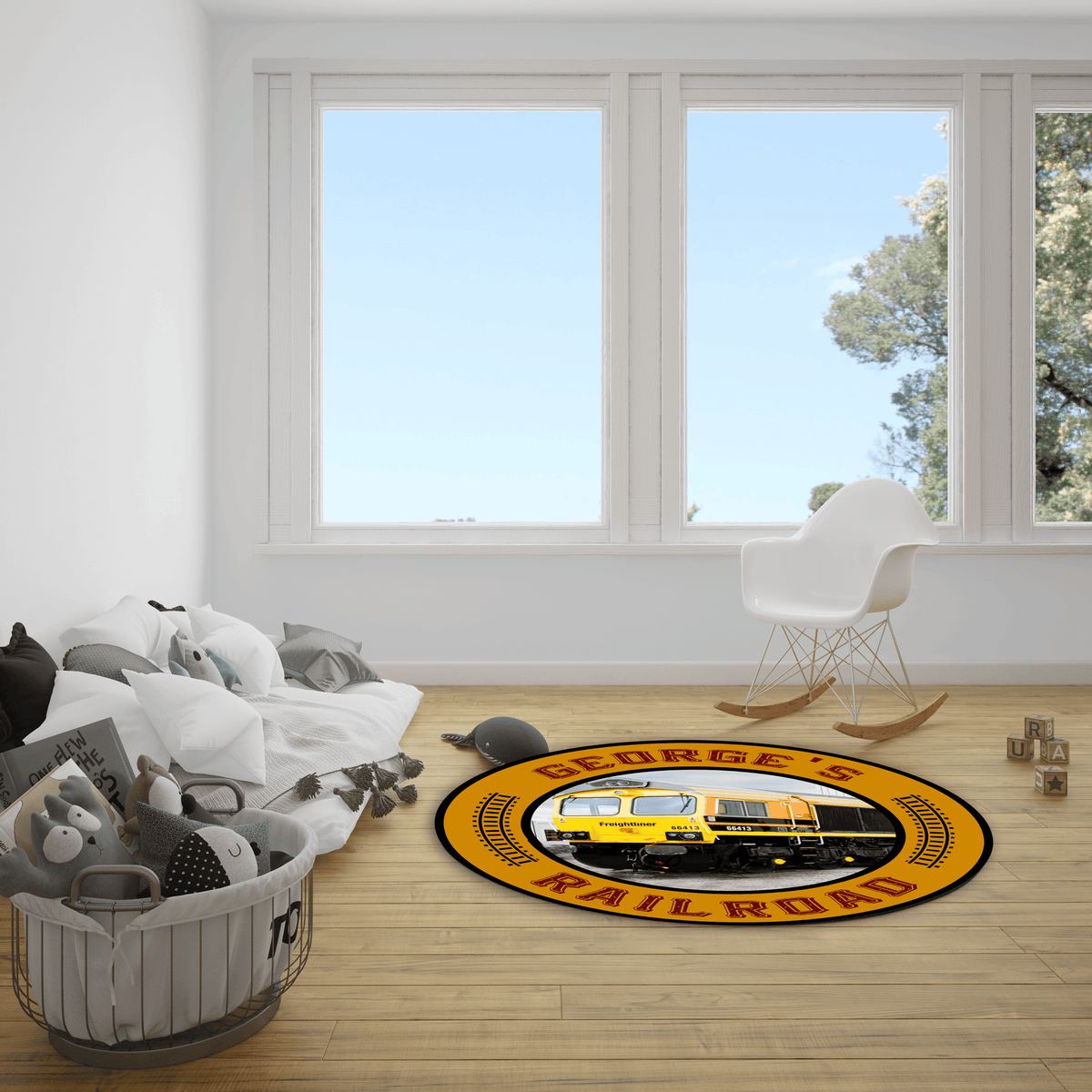 Personalized Freightliner Railway Uk Living Room Round Mat Circle Rug