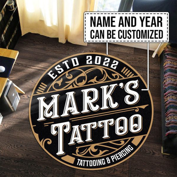 Personalized Tattoo Studio Round Mat Round Floor Mat Room Rugs Carpet Outdoor Rug Washable Rugs