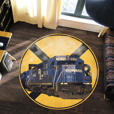Conrail Railroad Crossing Round Mat Round Floor Mat Room Rugs Carpet Outdoor Rug Washable Rugs