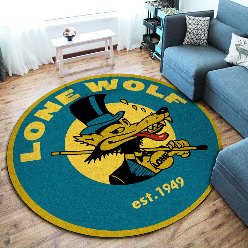 Lone Wolf Vintage Round Mat Round Floor Mat Room Rugs Carpet Outdoor Rug Washable Rugs