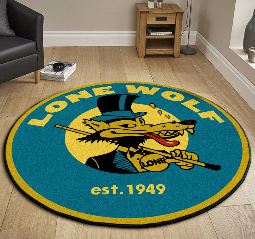 Lone Wolf Vintage Round Mat Round Floor Mat Room Rugs Carpet Outdoor Rug Washable Rugs