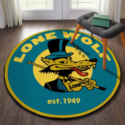 Lone Wolf Vintage Round Mat Round Floor Mat Room Rugs Carpet Outdoor Rug Washable Rugs