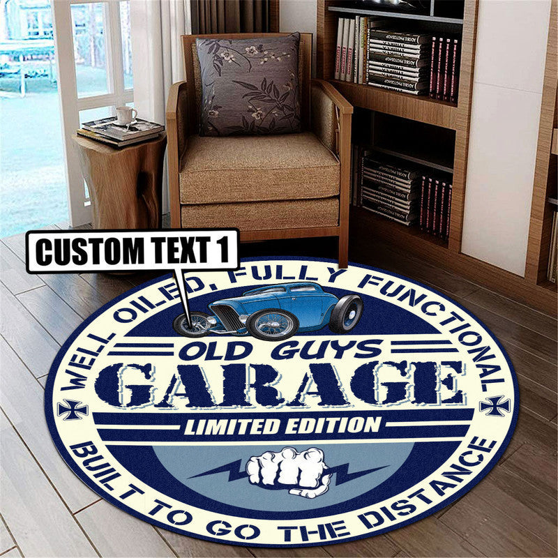 Personalized Garage Garage Decor, Home Bar Decor Hot Rod Round Mat