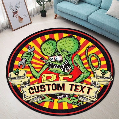 Personalized Hot Rod Round Mat