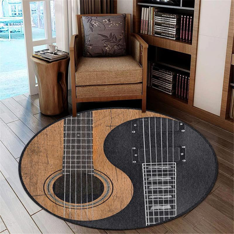 Guitar Music Round Mat Round Floor Mat Room Rugs Carpet Outdoor Rug Washable Rugs