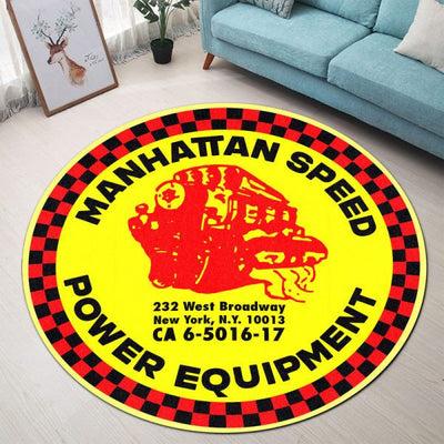 Manhattan Speed Power Equipment Hot Rod Round Mat Round Floor Mat Room Rugs Carpet Outdoor Rug Washable Rugs