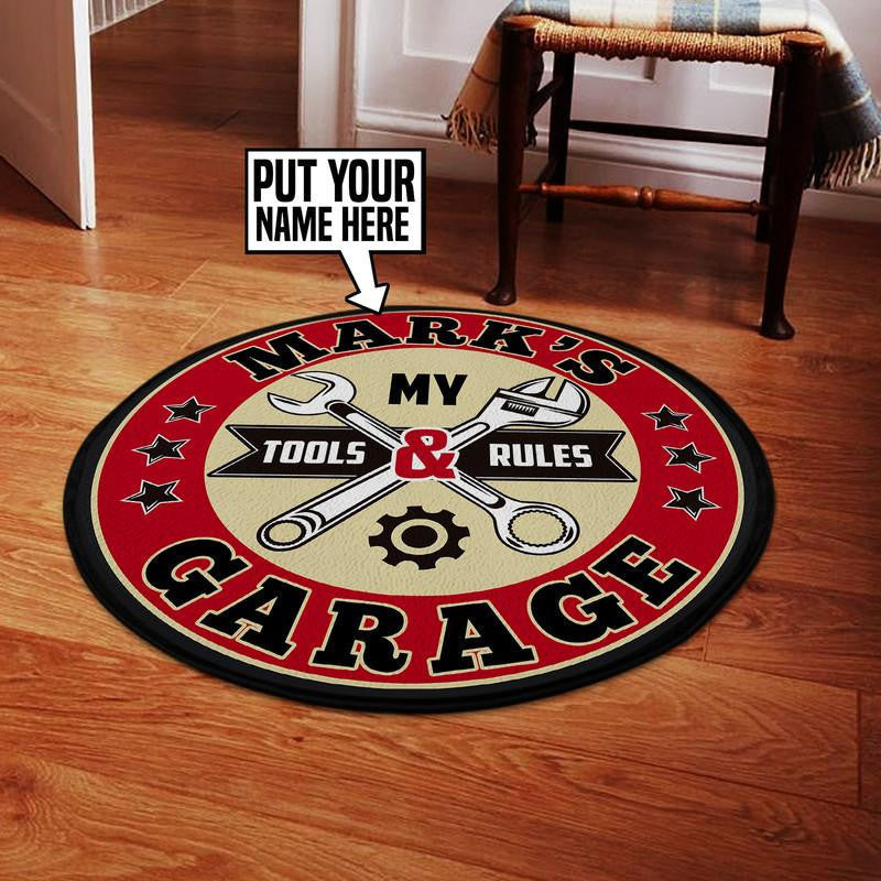 Personalized Garage My Tools My Rules Living Room Round Mat Circle Rug