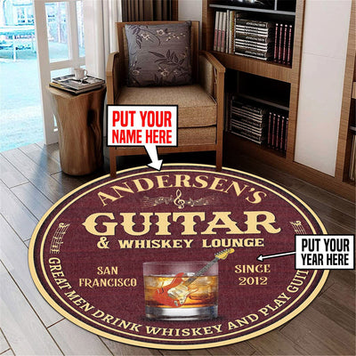 Personalized Guitar Whiskey Lounge Round Mat Round Floor Mat Room Rugs Carpet Outdoor Rug Washable Rugs