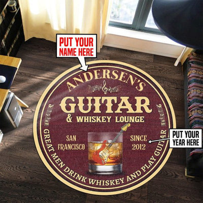 Personalized Guitar Whiskey Lounge Round Mat Round Floor Mat Room Rugs Carpet Outdoor Rug Washable Rugs