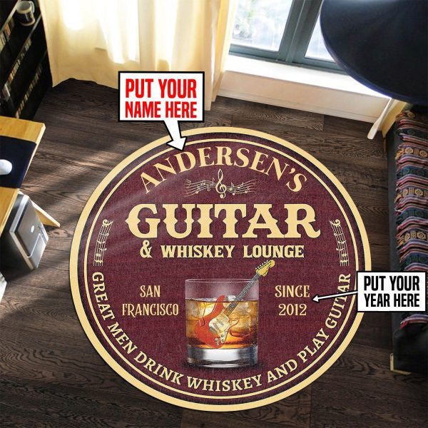 Personalized Guitar Whiskey Lounge Round Mat Round Floor Mat Room Rugs Carpet Outdoor Rug Washable Rugs