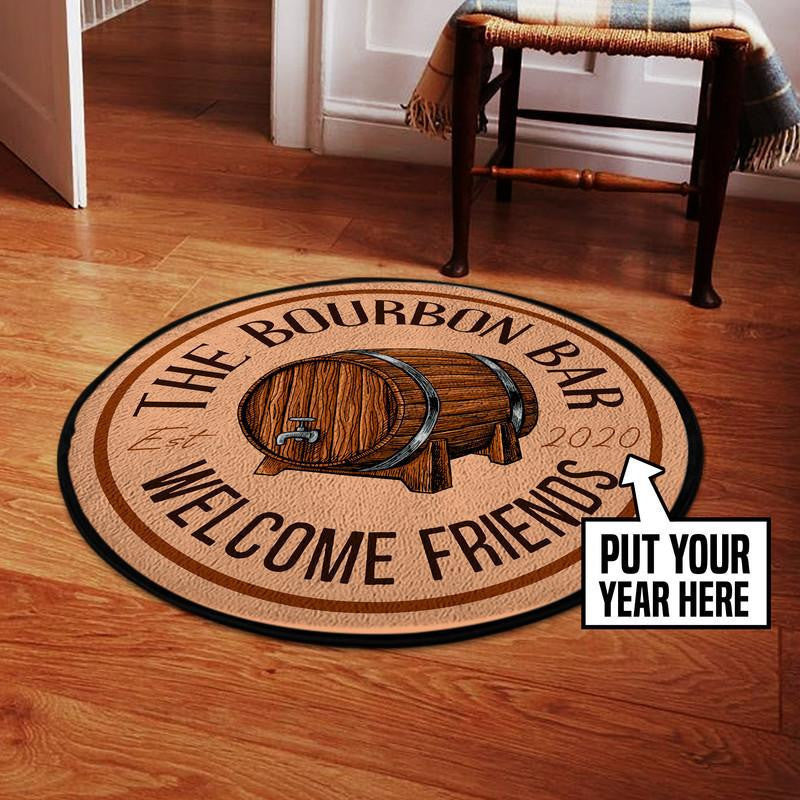 Personalized Bourbon Bar Living Room Round Mat Circle Rug