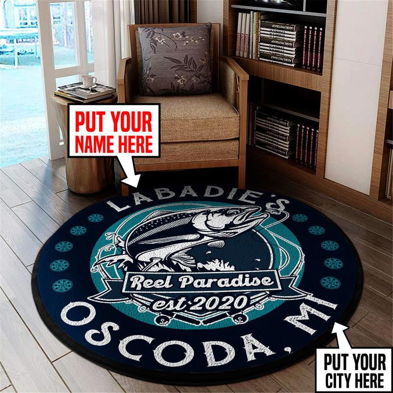 Personalized Fishing Living Room Round Mat Circle Rug