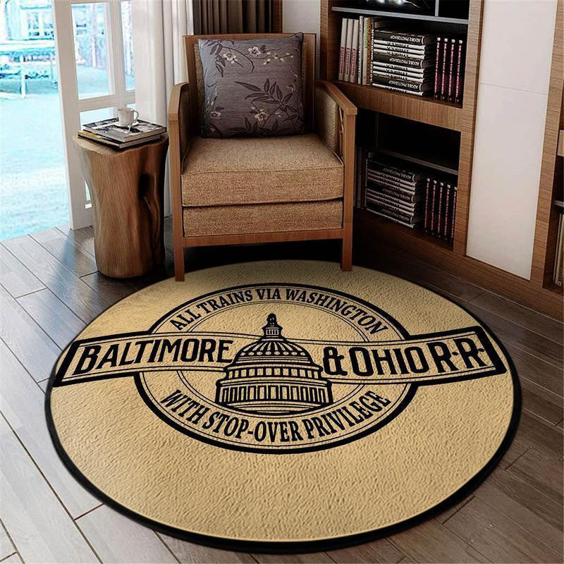 Borr Living Room Round Mat Circle Rug Baltimore Ohio Railroad