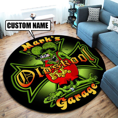 Personalized Hot Rod Round Mat Round Floor Mat Room Rugs Carpet Outdoor Rug Washable Rugs