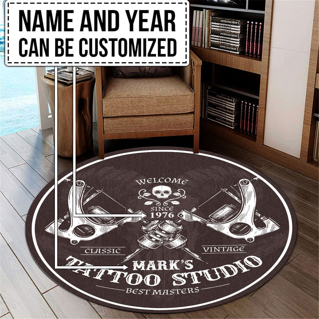 Personalized Tattoo Studio Round Mat