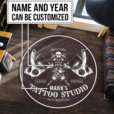 Personalized Tattoo Studio Round Mat