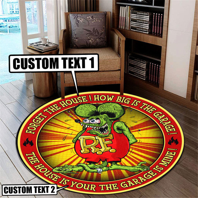 Personalized Hot Rod Round Mat