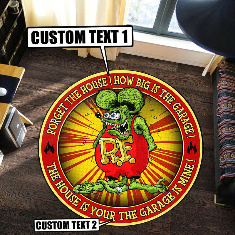 Personalized Hot Rod Round Mat