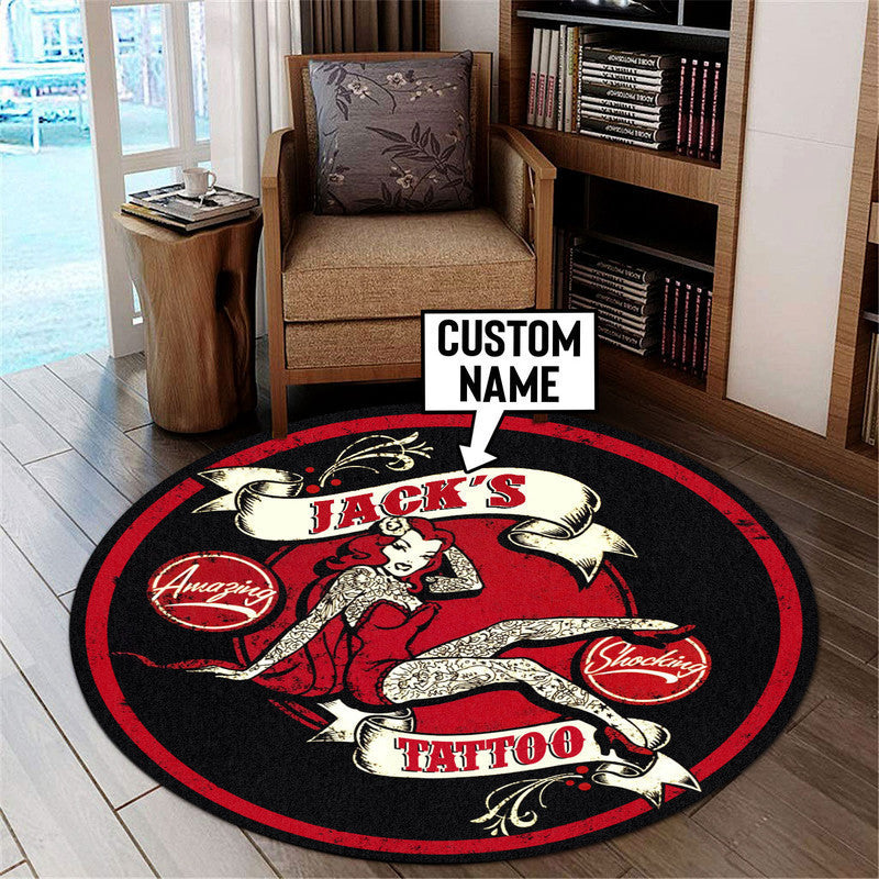Personalized Tattoo Round Mat Round Floor Mat Room Rugs Carpet Outdoor Rug Washable Rugs