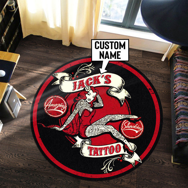 Personalized Tattoo Round Mat Round Floor Mat Room Rugs Carpet Outdoor Rug Washable Rugs