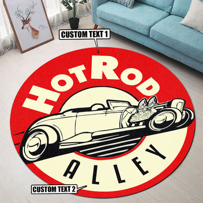 Personalized Hot Rod Round Mat