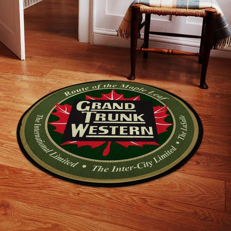 Grandtrunk Round Mat Grand Trunk Western Railroad Round Floor Mat Room Rugs Carpet Outdoor Rug Washable Rugs