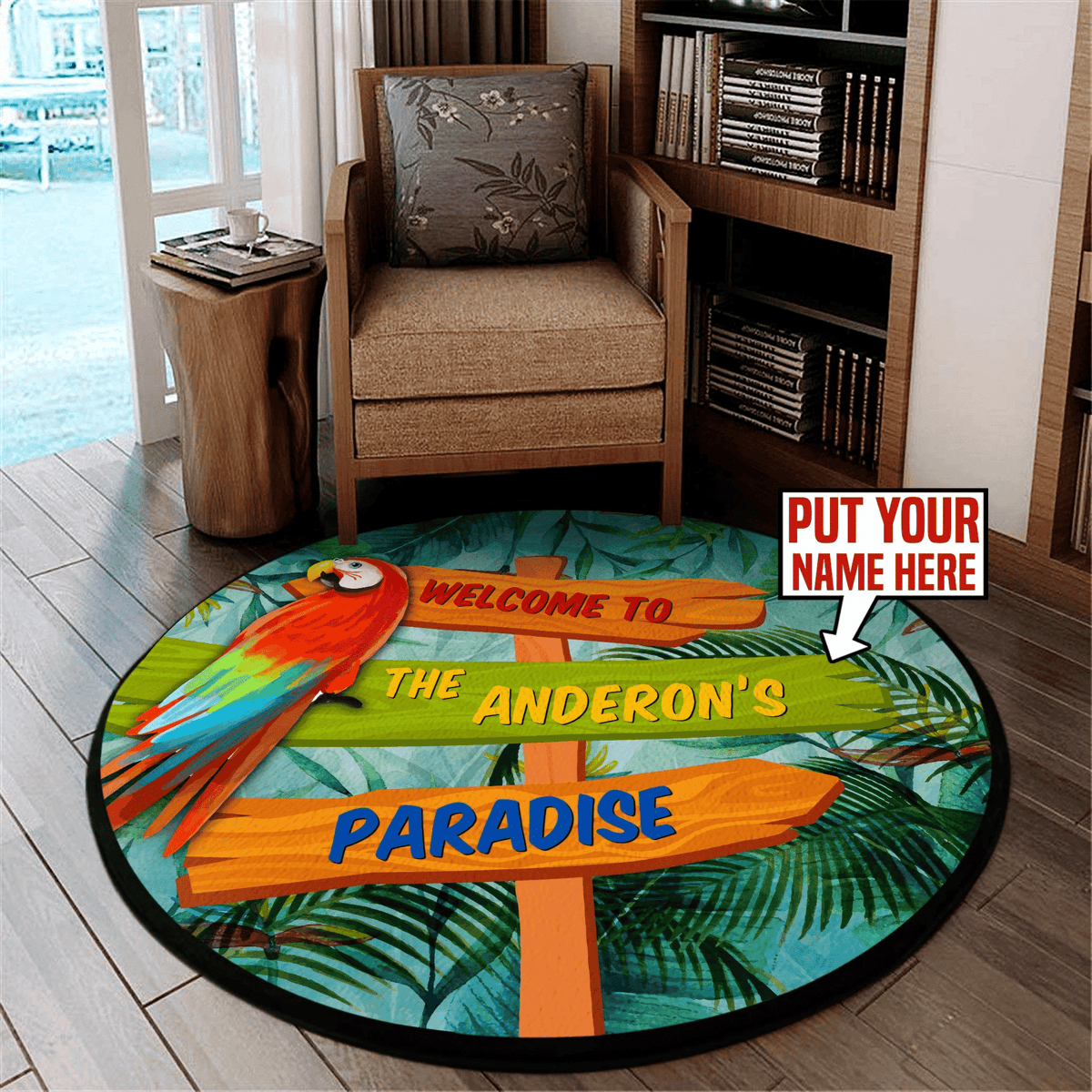 Personalized Beach Bar Living Room Round Mat Circle Rug