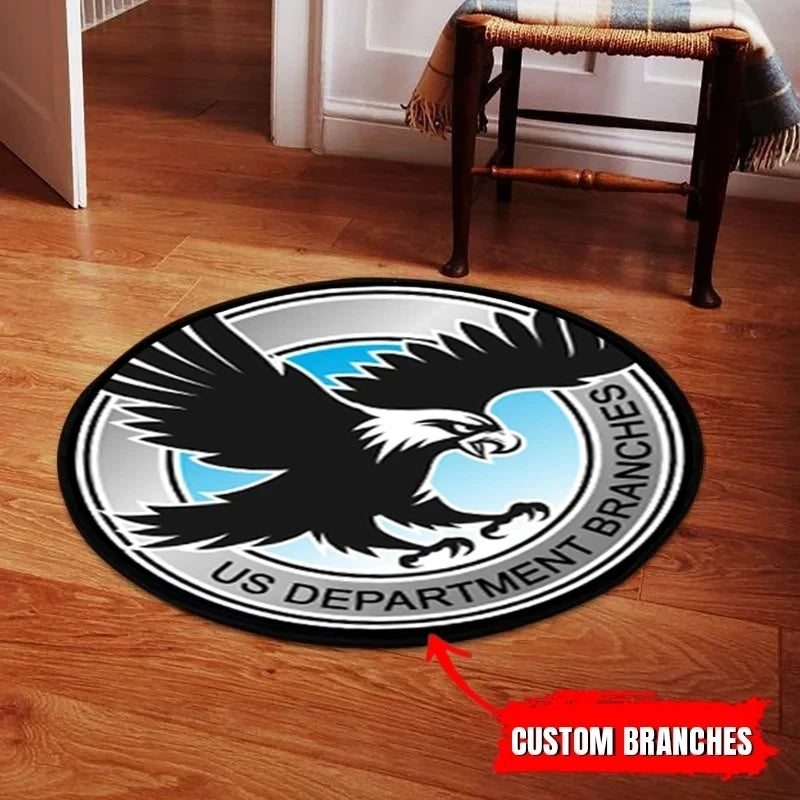 Custom US Division Living Room Round Mat Circle Rug U.S. Veteran Roundel