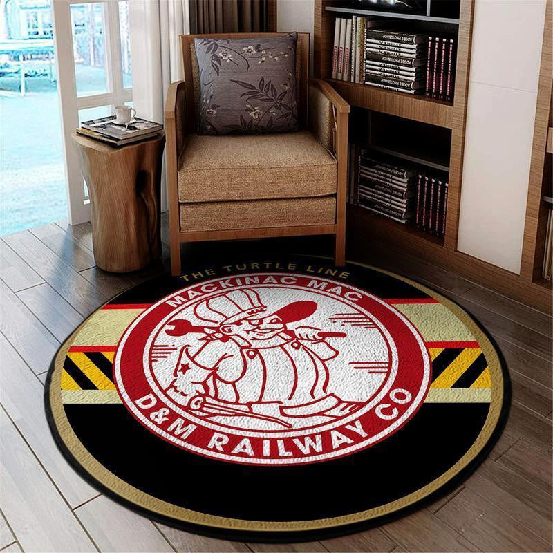 Detroit Round Mat Detroit & Mackinac Railroad Round Floor Mat Room Rugs Carpet Outdoor Rug Washable Rugs