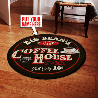 Personalized Coffee House Living Room Round Mat Circle Rug