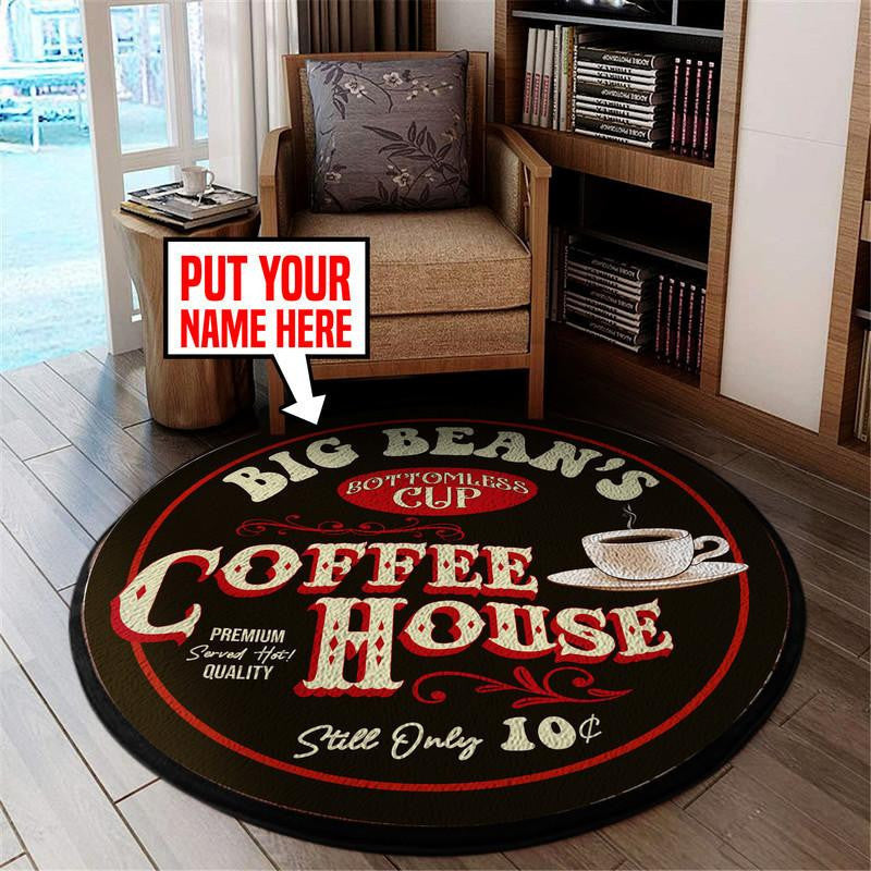 Personalized Coffee House Living Room Round Mat Circle Rug