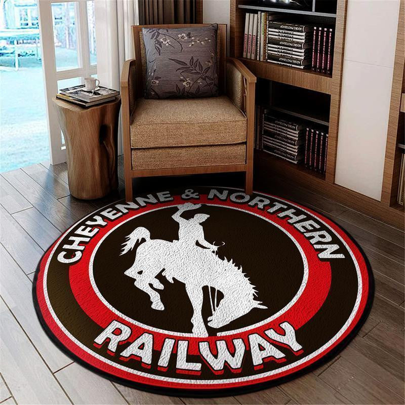Cnrr Round Mat Cheyenne & Northern Railway Round Floor Mat Room Rugs Carpet Outdoor Rug Washable Rugs