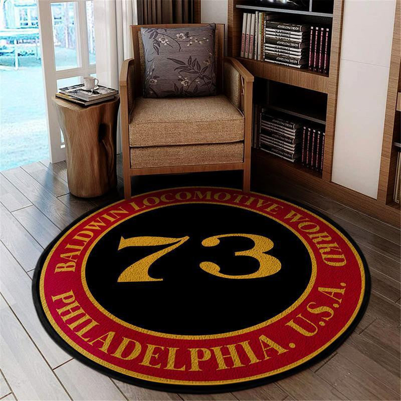 Baldwin Locomotive Works Rail Road Thermometer Living Room Round Mat Circle Rug