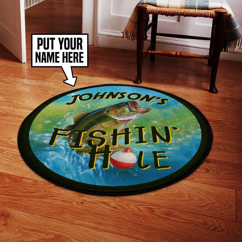 Personalized Fishing Hole Living Room Round Mat Circle Rug