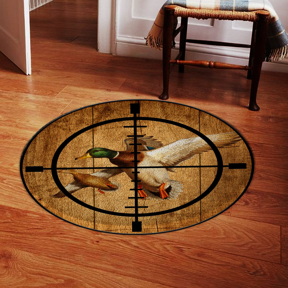 Duck Hunting Waterfowl Home Decor Round Rug, Carpet Living Room Round Mat Circle Rug Kitchen Rugs Round Rugs