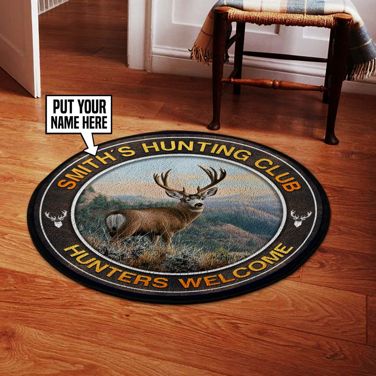 Personalized Hunting Club Round Rug, Carpet Living Room Round Mat Circle Rug Kitchen Rugs Round Rugs