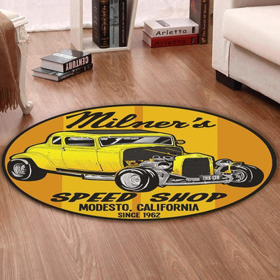 Ag Living Room Round Mat Circle Rug American Graffiti Milner Falfa Ford Couple Hot Rod