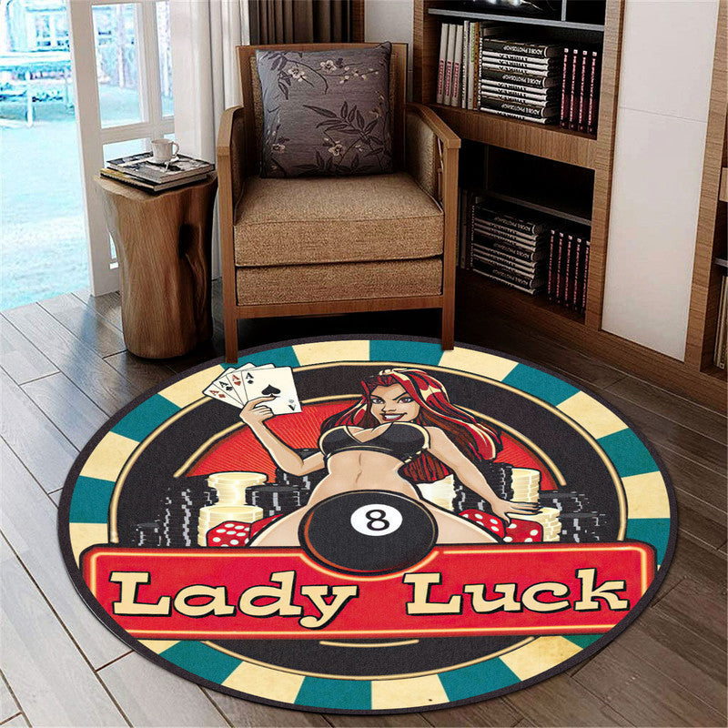 Lady Luck Hot Rod Round Mat Round Floor Mat Room Rugs Carpet Outdoor Rug Washable Rugs