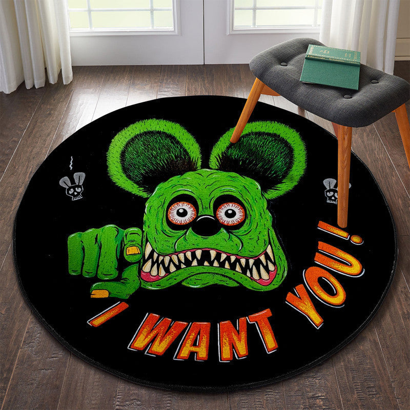 I Want You Garage Decor, Home Bar Decor Hot Rod Garage Decor, Home Bar Decor Rat Rod Garage Decor, Home Bar Decor Speed Shop Garage Decor, Home Bar Decor Kustom Kulture Round Mat
